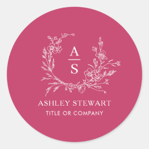 Adesivo Logotipo Elegante de Na moda Monograma Rosa Quente