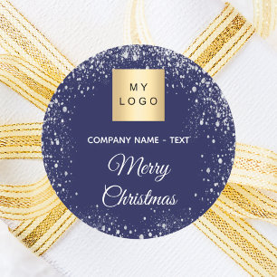 Adesivo logotipo empresarial brilho azul natal
