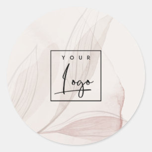 Adesivo Logotipo Empresarial de Folhagem em Aquarela Abstr