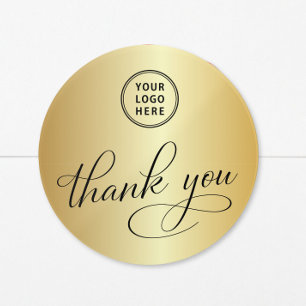 Adesivo Logotipo Empresarial Elegante Ouro Obrigado