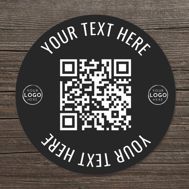 Adesivo Logotipo Empresarial Ler Código QR (Business Logo Scan QR Code Classic Round Sticker)