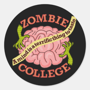 Adesivo Logotipo engraçado da faculdade do zombi