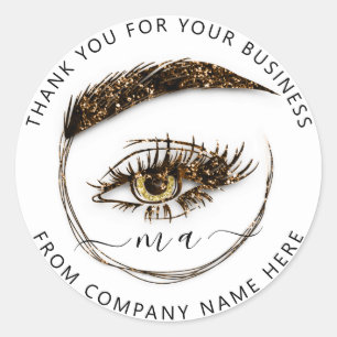 Adesivo Logotipo Eyelash Nome Hológrafo Obrigado Marrom G