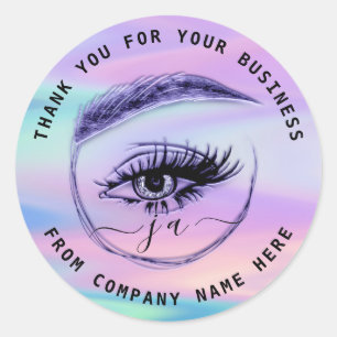 Adesivo Logotipo Eyelash Nome Hológrafo Obrigado Monogram