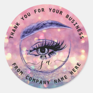 Adesivo Logotipo Eyelash Nome Hológrafo Obrigado Monogram