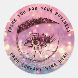 Adesivo Logotipo Eyelash Nome Hológrafo Obrigado Monogram