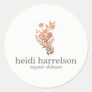 Adesivo Logotipo Floral Dourado do rosa em branco