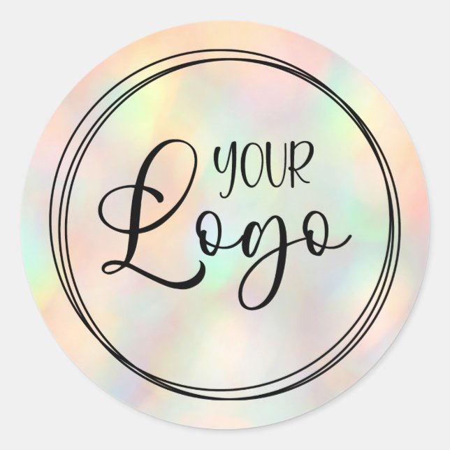 Adesivo Logotipo Gradiente Holográfico Pastel Rosa (Frente)