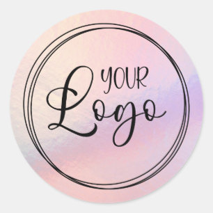 Adesivo Logotipo Gradiente Holográfico Rosa Pêssego
