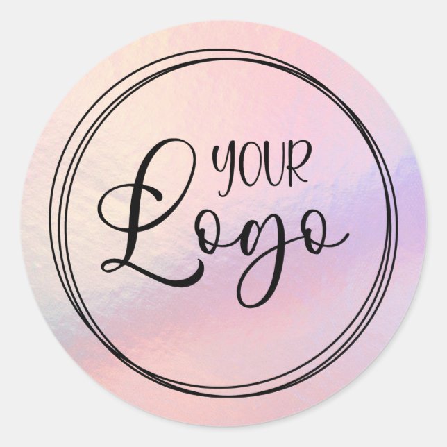 Adesivo Logotipo Gradiente Holográfico Rosa Pêssego (Frente)