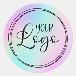 Adesivo Logotipo Gradiente Holográfico Turquesa Rosa Paste