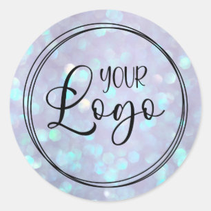Adesivo Logotipo Holográfico Bokeh Aqua Roxo Empoeirado