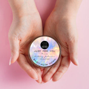 Adesivo Logotipo Holográfico do obrigado Nome Azul Cor-de-