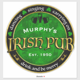 Adesivo Logotipo irlandês personalizado, redondo do bar