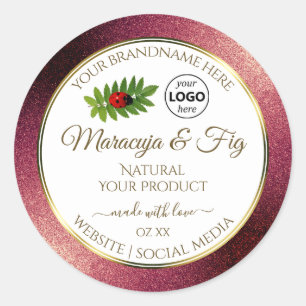 Adesivo Logotipo Ladybug da Burgundy Glitter White Product