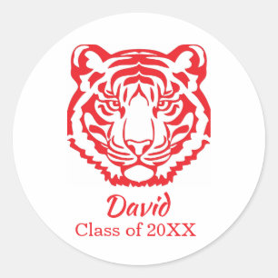 Adesivo Logotipo Mascote Tigres Vermelhos e Brancos Gradua