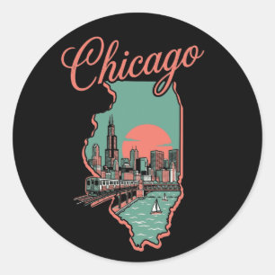 Adesivo Logotipo Minimalista da Cidade de Chicago Illinois