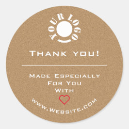 Adesivo Logotipo Minimalista Vintage Kraft Red Heart Obrig