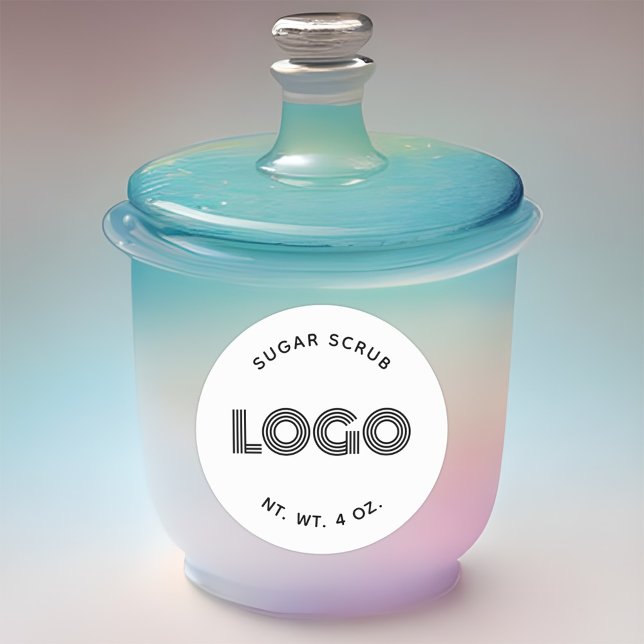 Adesivo Logotipo Mínimo Moderno de Açúcar Escrupulado (Handmade Cosmetics Logo Classic Round Sticker)