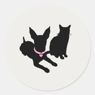 Adesivo Logotipo Moderno de Cão Gato de Silhueta de Babá d
