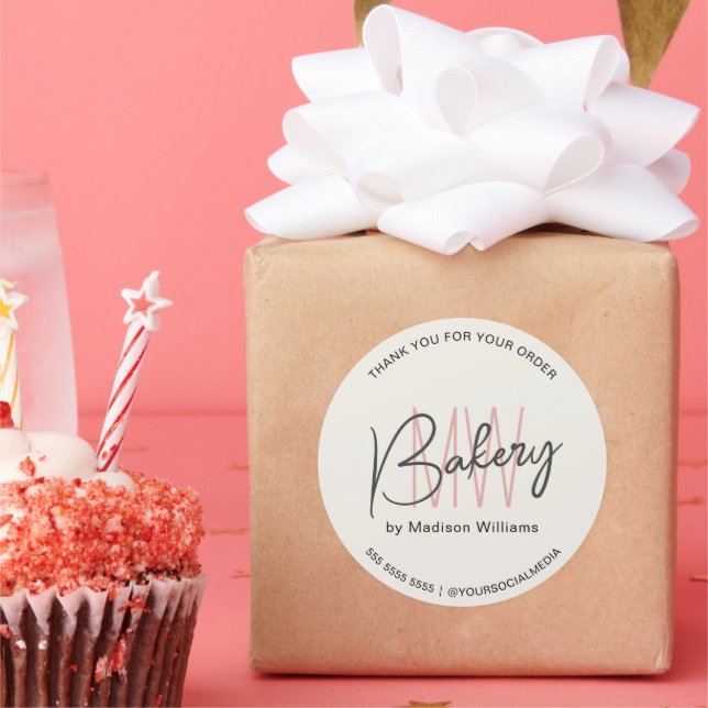 Adesivo Logotipo Monograma Personalizado da Bakery (Festa)