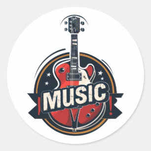 Adesivo logotipo musical de guitarra