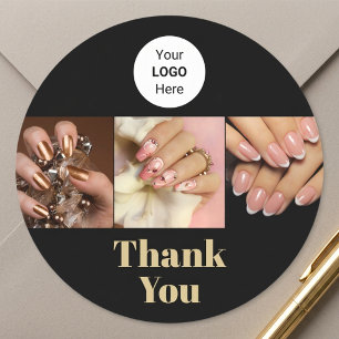 Adesivo Logotipo Ouro Preto Foto Salão de Unhas Obrigado