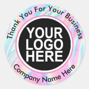 Adesivo Logotipo Personalizado Abstrato Holográfico Com Te