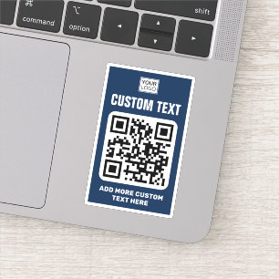 Adesivo Logótipo personalizado, código QR e texto azul esc