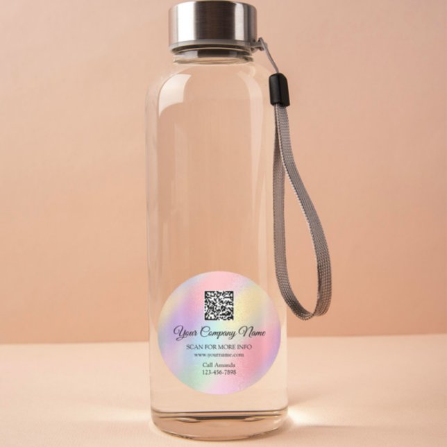 Adesivo Logotipo personalizado Código QR Rosa Promocional  (Custom Logo QR Code Promotional Rose Ombre Pink Classic Round Sticker)