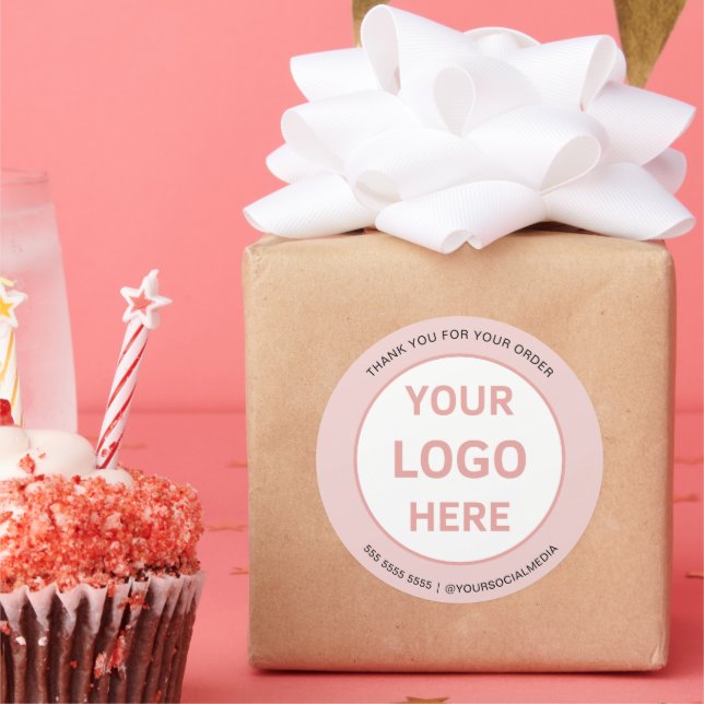 Adesivo Logotipo Personalizado da Bakery, rosa (Festa)