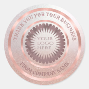 Adesivo logotipo personalizado do obrigado Rosa gold foil