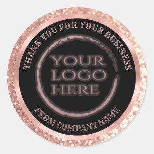 Adesivo logotipo personalizado do obrigado Rosa gold foil