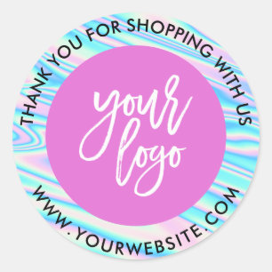 Adesivo Logotipo personalizado holográfico arco-íris rosa