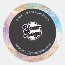 Logotipo personalizado holográfico iridescente, ob