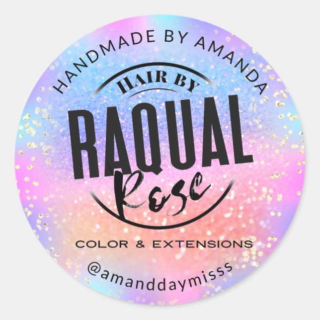 Adesivo Logotipo Personalizado Nome Hológrafo Glitter (Frente)