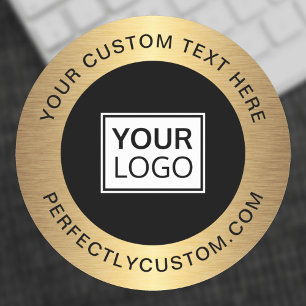 Adesivo Logotipo personalizado ouro borda obrigado de negó