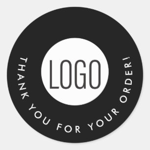 Adesivo Logotipo personalizado preto Obrigado pelo seu ped
