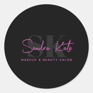 Adesivo Logotipo Personalizado Salão de Beleza Rosa Neon P