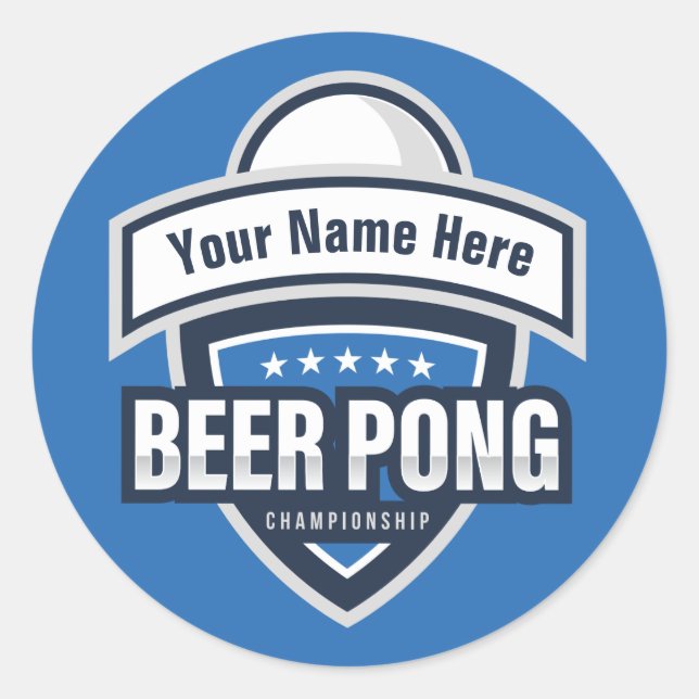 Adesivo Logotipo personalizável do Beer Pong (Frente)