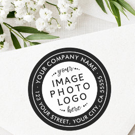 Adesivo Logotipo preto e branco endereço de devolução come