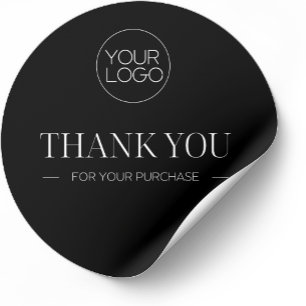 Adesivo Logotipo Preto Mínimo Personalizado Agradeço à sua