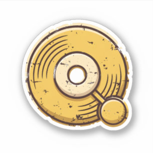 Adesivo Logotipo Q de Pesquisa de Disco de Vinil Dourado A