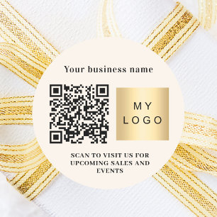Adesivo logotipo qr code de negócios em creme