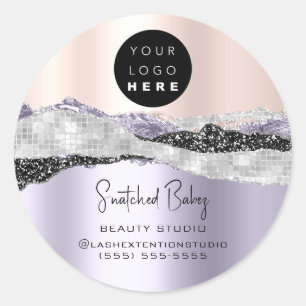Adesivo Logotipo QR Código Hairdresser Makeup Silver Purpl