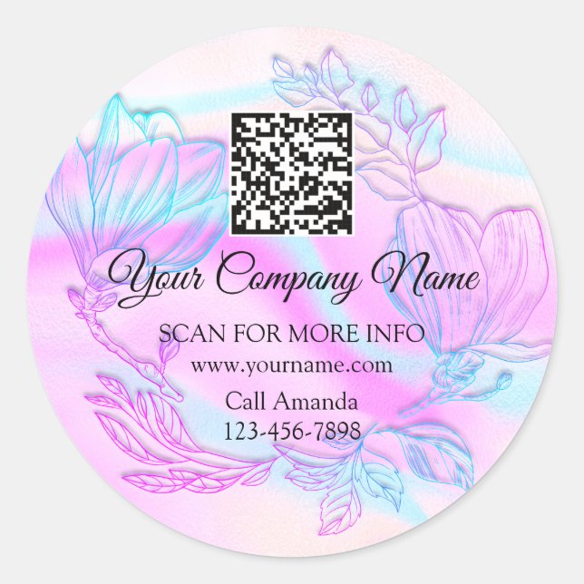 Adesivo Logotipo QR Código Holográfico Rosa (Frente)