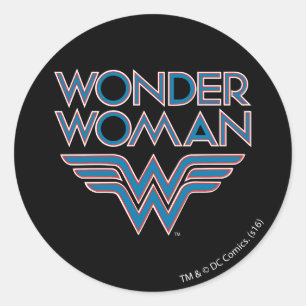 Adesivo Logotipo Retro Azul e Vermelho da Mulher Maravilha