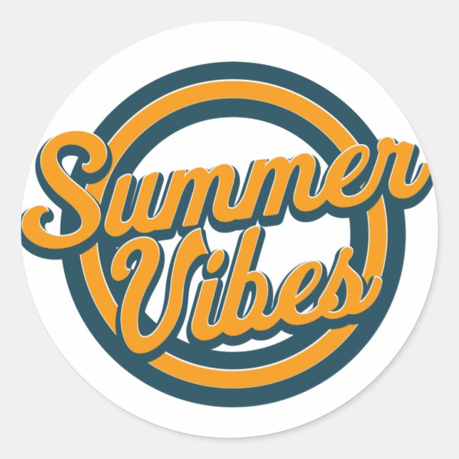 Adesivo Logotipo retrô de vibrações de verão. (Frente)