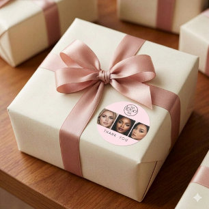 Adesivo Logotipo Rosa Rosado Foto Maquiagem Obrigado