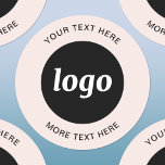 Adesivo Logotipo simples com texto cor-de-rosa<br><div class="desc">Adicione seu próprio logotipo e escolha de texto a este design. Remova o texto superior ou inferior,  se preferir. Minimalista e profissional. Excelente para marcas de funcionários ou como promocional para seus clientes e clientes.</div>